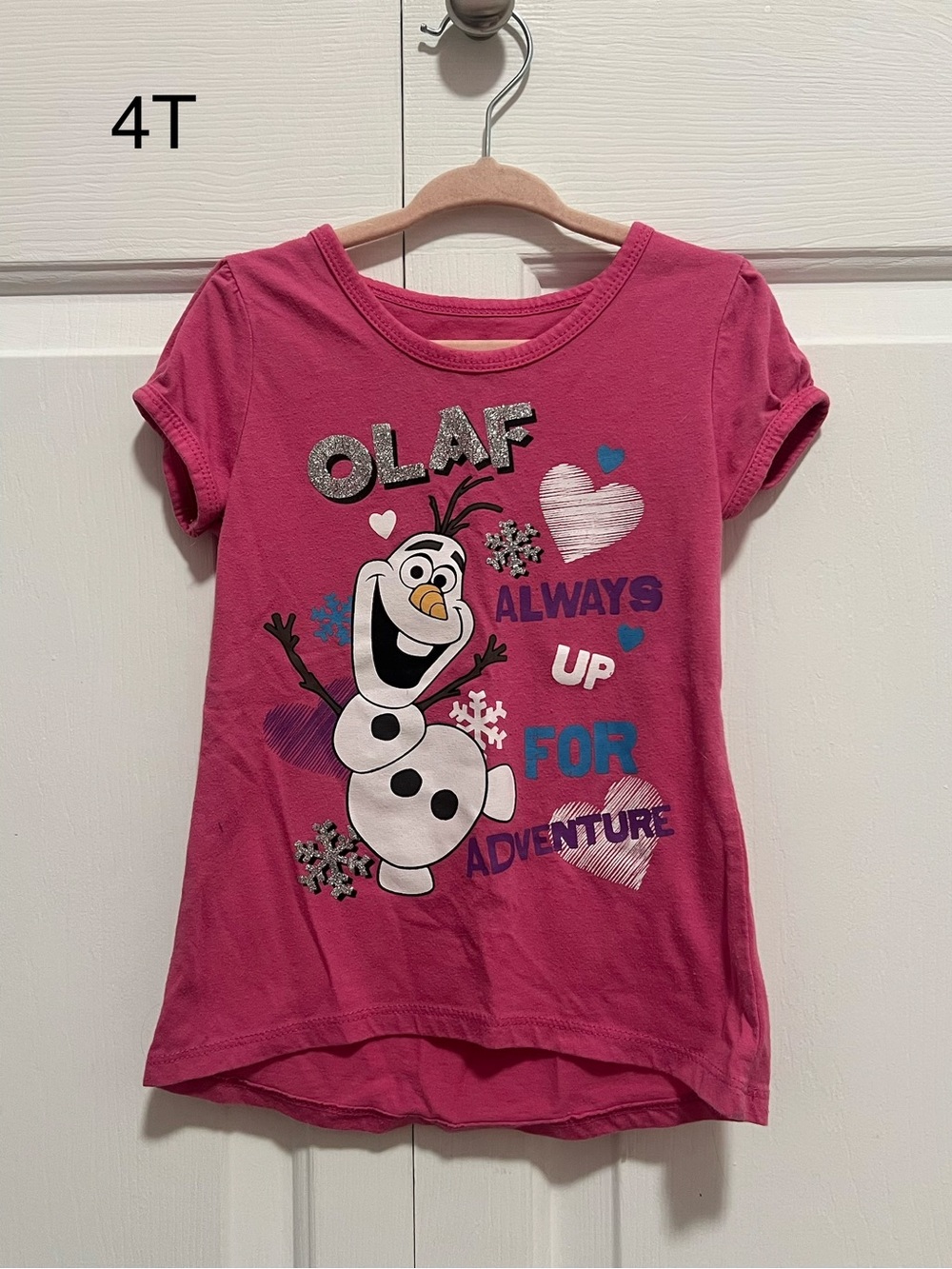 Olaf Pink Girls' Short Sleeve Tee - 'Always Up for Adventure'